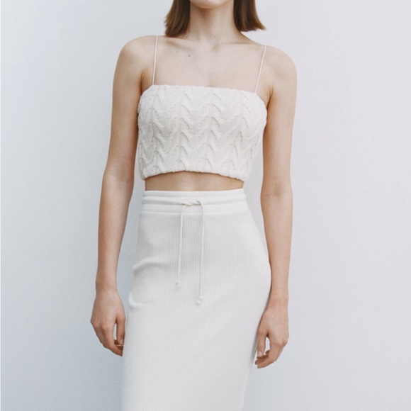 Zara Cable Knit Crop Top Size S - Picture 4 of 6